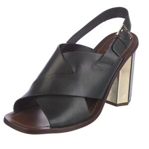 Tory Burch Bleeker Black Leather Slingback Heel Sandals